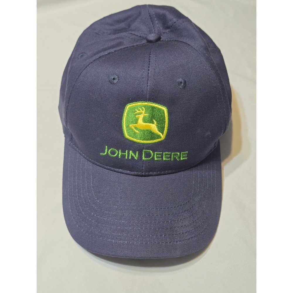 John Deere Trademark Baseball Cap, Adjustable Back Strap Navy Cotton Green